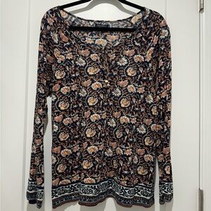 Ladies, lucky brand, long sleeve floral printed tunic size large